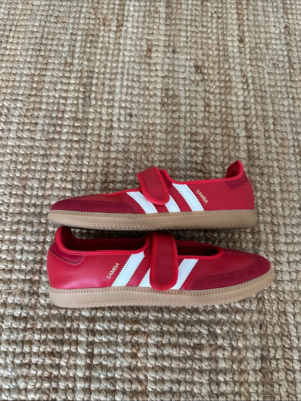 adidas Women’s Samba Jane Sneakers in Red with White Stripes